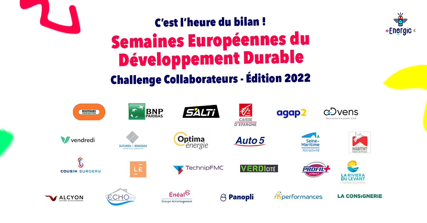 Illustration : 24 entreprises engagées dans le Challenge Energic pour les Semaines Européennes du Développement Durable 2022 24 entreprises engagées dans le Challenge Energic pour les Semaines Européennes du Développement Durable 2022